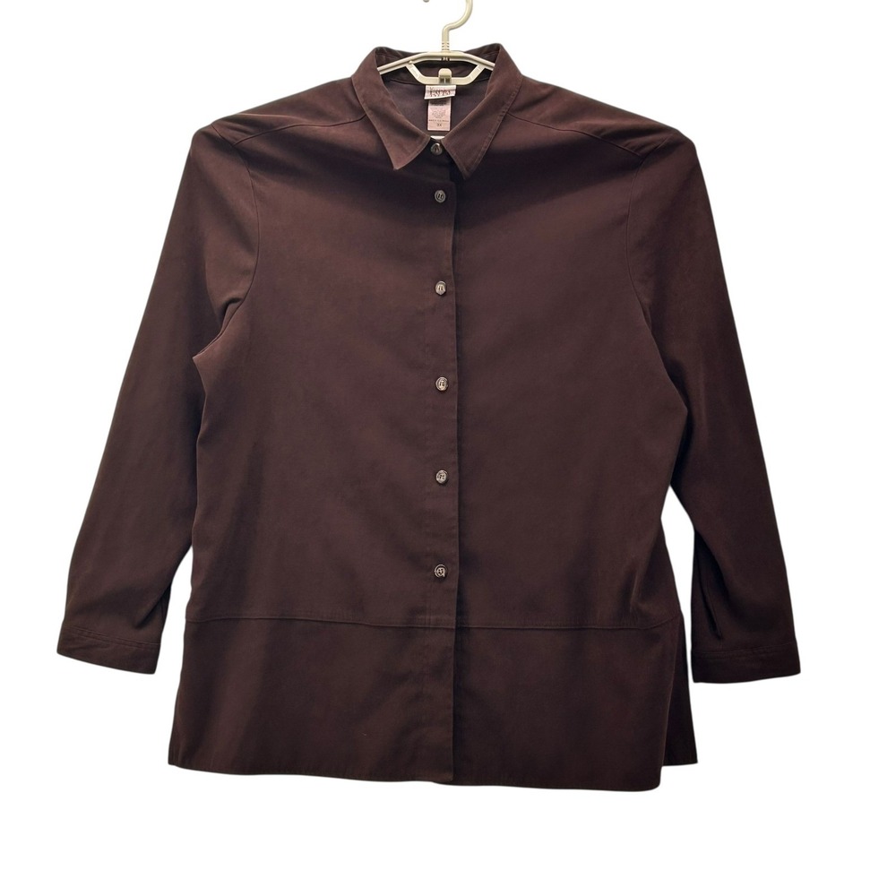 Vintage‎ Laura Tyler Button Up 3X Brown Faux Suede